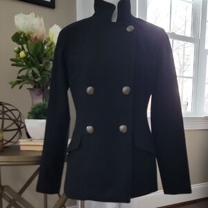 Banana Republic Black Double-Breasted Pea Coat